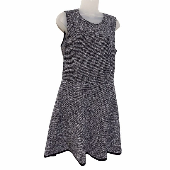 Theory Womens Sleeveless Black White Tweed Fit and Flare Dress Size 10 - Picture 3 of 11
